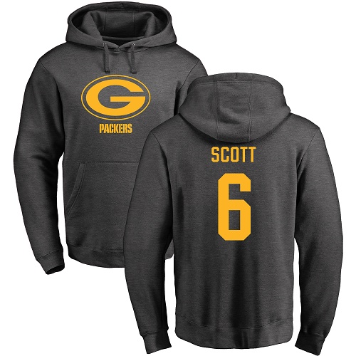 Men Green Bay Packers Ash 6 Scott J K One Color Nike NFL Pullover Hoodie Sweatshirts